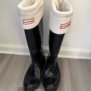 Hunter Black Boots with Socks